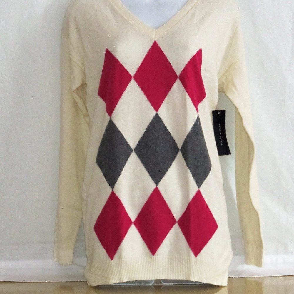 Tommy Hilfiger Pullover Sweater argyle size L New